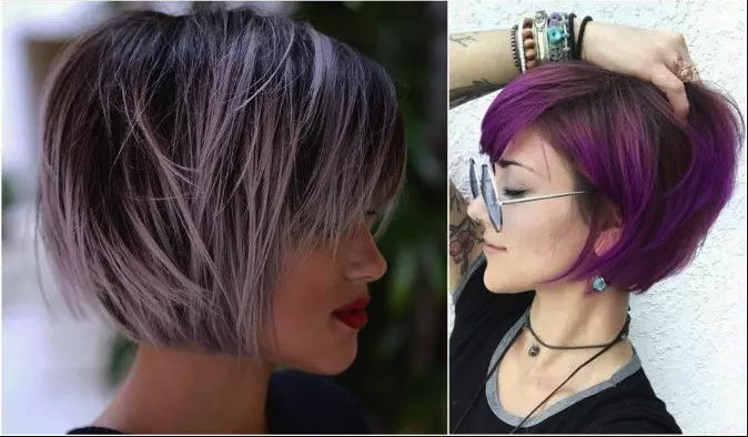 Grau und lila! Diese Kombination ist wirklich toll bei kurzen Haaren!